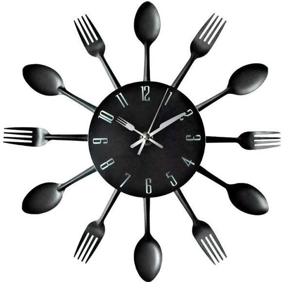 Timelike Other - Timelike Kitchen Wall Clock, 3D Modern Cutlery Kitchen Spoon Fork Wall Clock